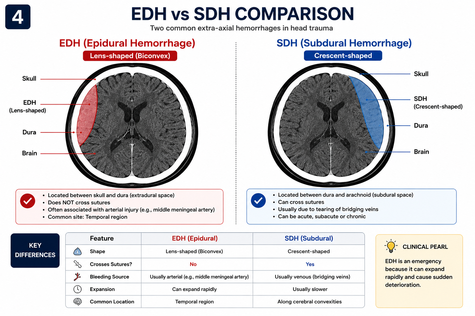 EDH versus SDH comparison on CT